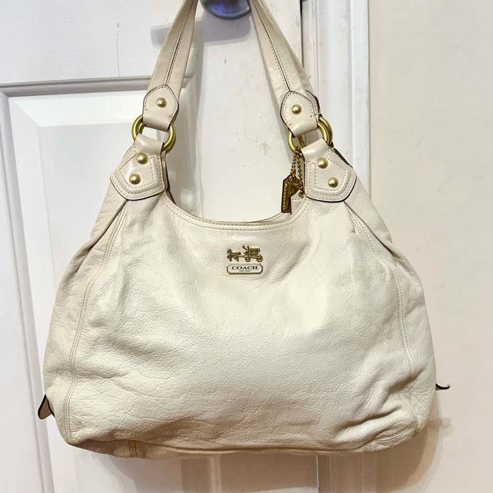 Coach Vintage Y2K Madison Maggie White Leather Shoulder Bag w/3 Hangtags!
